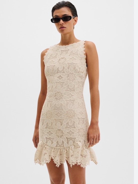 By Malina Dresses & Skirts - Sleeveless Crochet Lace Mini Dress in Cream